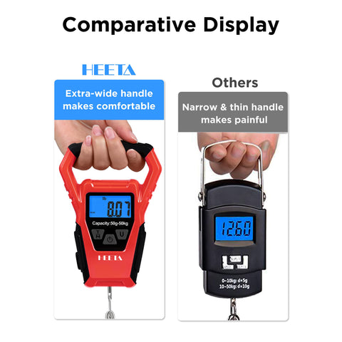 HEETA Waterproof Fish Scale Digital with Backlit LCD Display, 110lb/50kg Portable Hanging Scale Fishing Scale for Home and Outdoor, Measuring Tape and 2 AAA Batteries Included