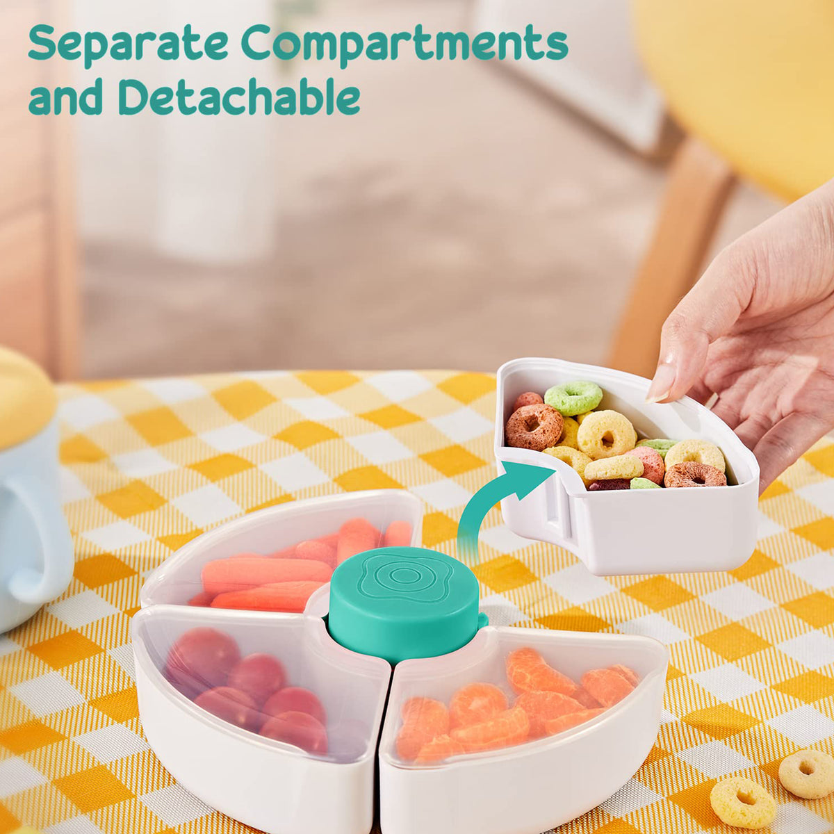 HEETA Baby Food Storage Container, Snack Box for Kids with 4 Removable  Compartment and Lids, Reusable Snack Containers, Food Grade PP Material,  BPA 