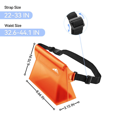 HEETA 2-Pack Waterproof Pouch with Waist Strap, Transparent Screen Touchable Dry Bag with Adjustable Belt for Phone Valuables for Swimming Snorkeling Boating Fishing Kayaking
