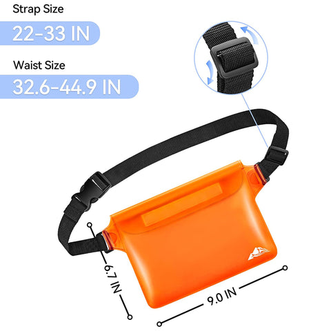 HEETA 2 Pack Waterproof Pouch, Screen Touch Sensitive Waterproof Dry Bag with Adjustable Waist Strap | Keep Your Phone and Valuables Dry | for Swimming Kayaking Boating Fishing Beach Diving Surfing