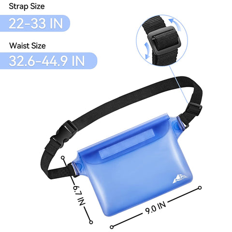 HEETA 2 Pack Waterproof Pouch, Screen Touch Sensitive Waterproof Dry Bag with Adjustable Waist Strap | Keep Your Phone and Valuables Dry | for Swimming Kayaking Boating Fishing Beach Diving Surfing