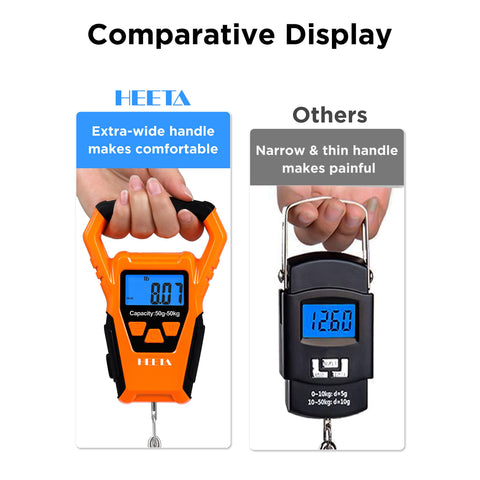 HEETA Waterproof Fish Scale Digital with Backlit LCD Display, 110lb/50kg Portable Hanging Scale Fishing Scale for Home and Outdoor, Measuring Tape and 2 AAA Batteries Included