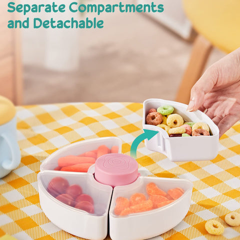 HEETA Baby Food Storage Container, Snack Box for Kids with 4 Removable Compartment and Lids, Reusable Snack Containers, Food Grade PP Material, BPA & PVC Free