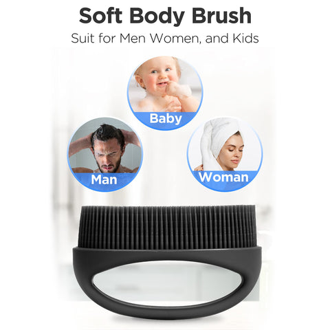 HEETA Hand-Held Body Shower Brush Soft Silicone Body Scrubber for Brushing Gentle Exfoliating Bath Cleansing Brush Bath Brush for Men Women Kids All Kind of Skin