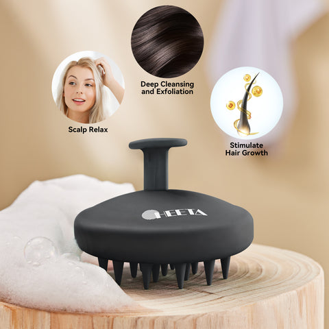 HEETA Silicone Hair Scalp Massager Shampoo Brush, Scalp Scrubber with Ultra-Soft Bristles, Integrated Design Scalp Exfoliator for Deep Cleanse, Dandruff Removal and Hair Growth