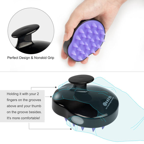 HEETA Hair Scalp Massager Shampoo Brush 2 Pack, Soft Silicone Bristles to Remove Dandruff, Waterproof Hair Scrubber for Both Wet Dry Hair, Suitable for Men & Women