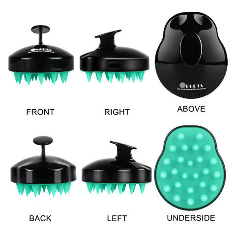 HEETA Hair Scalp Massager Shampoo Brush 2 Pack, Soft Silicone Bristles to Remove Dandruff, Waterproof Hair Scrubber for Both Wet Dry Hair, Suitable for Men & Women