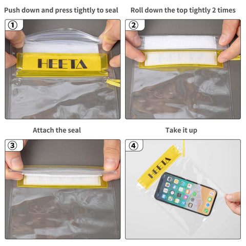HEETA 5-Pack Clear Waterproof Dry Bag, Water Tight Cases Pouch Dry Bags for Camera Mobile Phone Maps, Kayaking Boating Document Holder