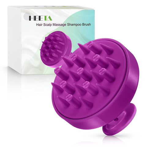 HEETA Hair Scalp Massager Brush, Updated Hair Shampoo Brush, Wet & Dry Scalp Exfoliator with Soft Silicone Bristles, Head Massager Washing Hair Care Tool for Women Men Kid for All Hair Types