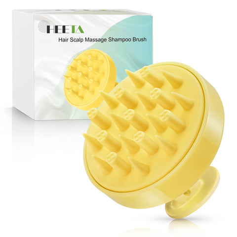 HEETA Hair Scalp Massager Brush, Updated Hair Shampoo Brush, Wet & Dry Scalp Exfoliator with Soft Silicone Bristles, Head Massager Washing Hair Care Tool for Women Men Kid for All Hair Types
