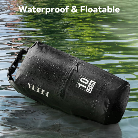 HEETA Waterproof Dry Bag with Front Zippered Pocket for Women Men, 5L/10L/20L/30L/40L Roll Top Lightweight Dry Storage Bag Backpack for Travel, Kayaking, Boating, Rafting, Camping, Hiking & Beach