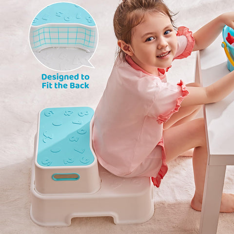HEETA 2 Step Stool for Kids and Toddler, Anti-Slip Sturdy Step Stool for Potty Training or Kitchen Helper Stool, 2 in 1 Step Dual Height to Reach Kitchen Counter Bed or Sink