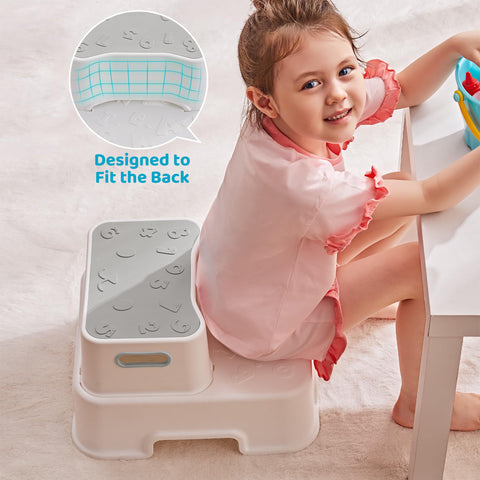 HEETA 2 Step Stool for Kids and Toddler, Anti-Slip Sturdy Step Stool for Potty Training or Kitchen Helper Stool, 2 in 1 Step Dual Height to Reach Kitchen Counter Bed or Sink